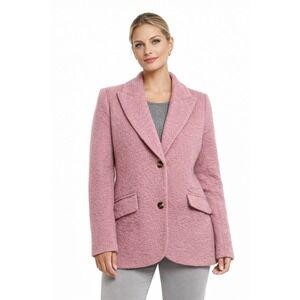 Ellen Tracy Women XL Pink Textured Boucle Blazer Jacket Button Front